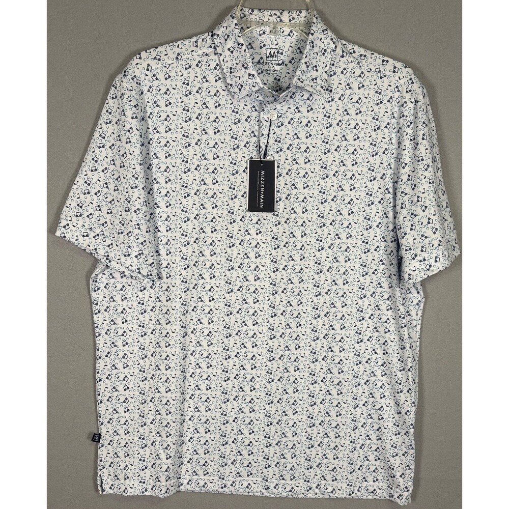 NWT Mizzen Main Versa Polo Mens S Golf Carts AOP Classic Fit Performance Golf
